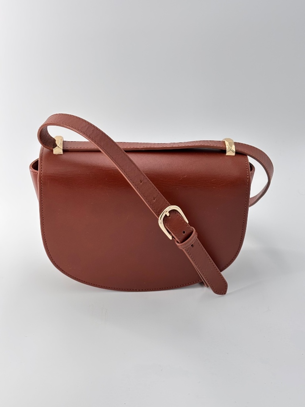 A.P.C. Genève Cognac Leather Saddle Crossbody Bag | Gold Hardware | Never Used